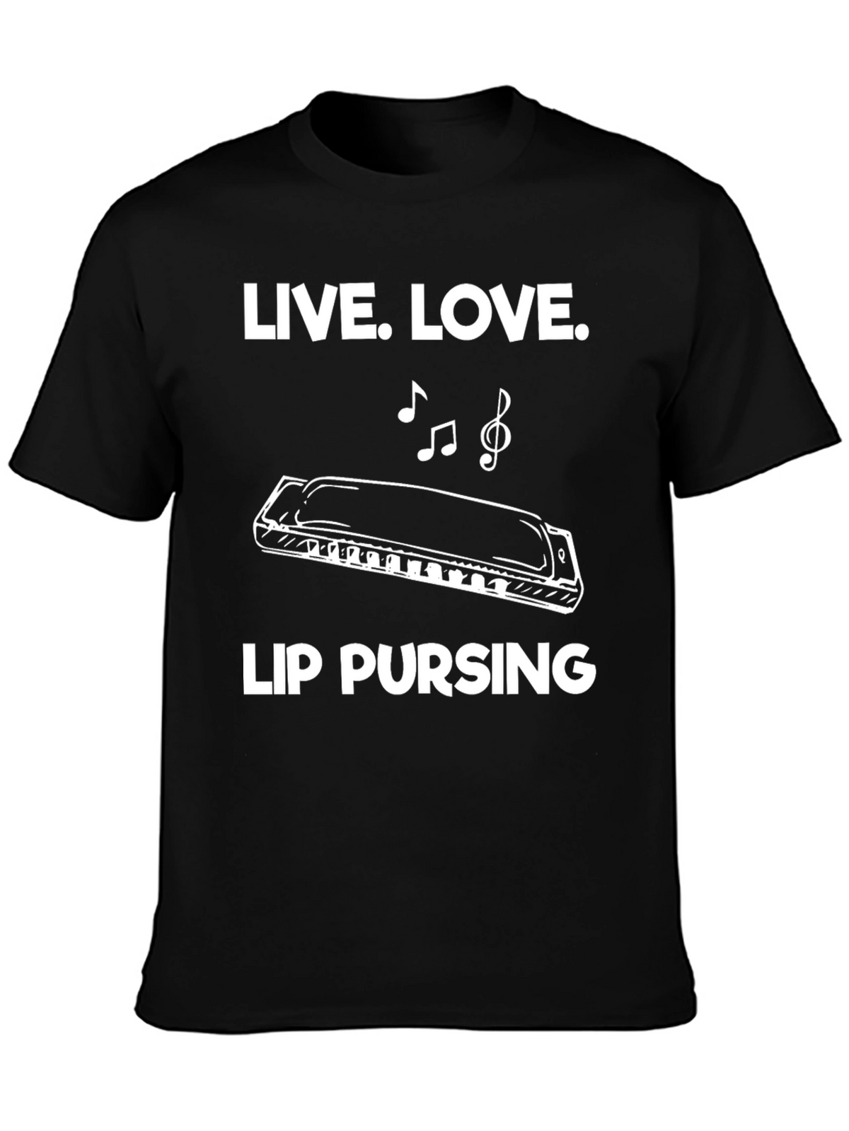 Live Love Lip Pursing Black T-Shirt