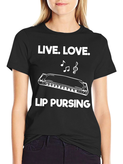Live Love Lip Pursing Black T-Shirt