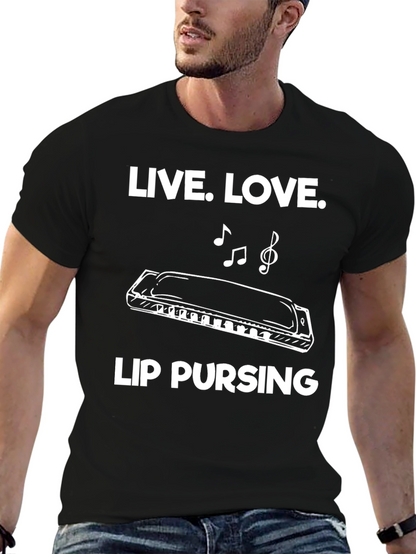 Live Love Lip Pursing Black T-Shirt