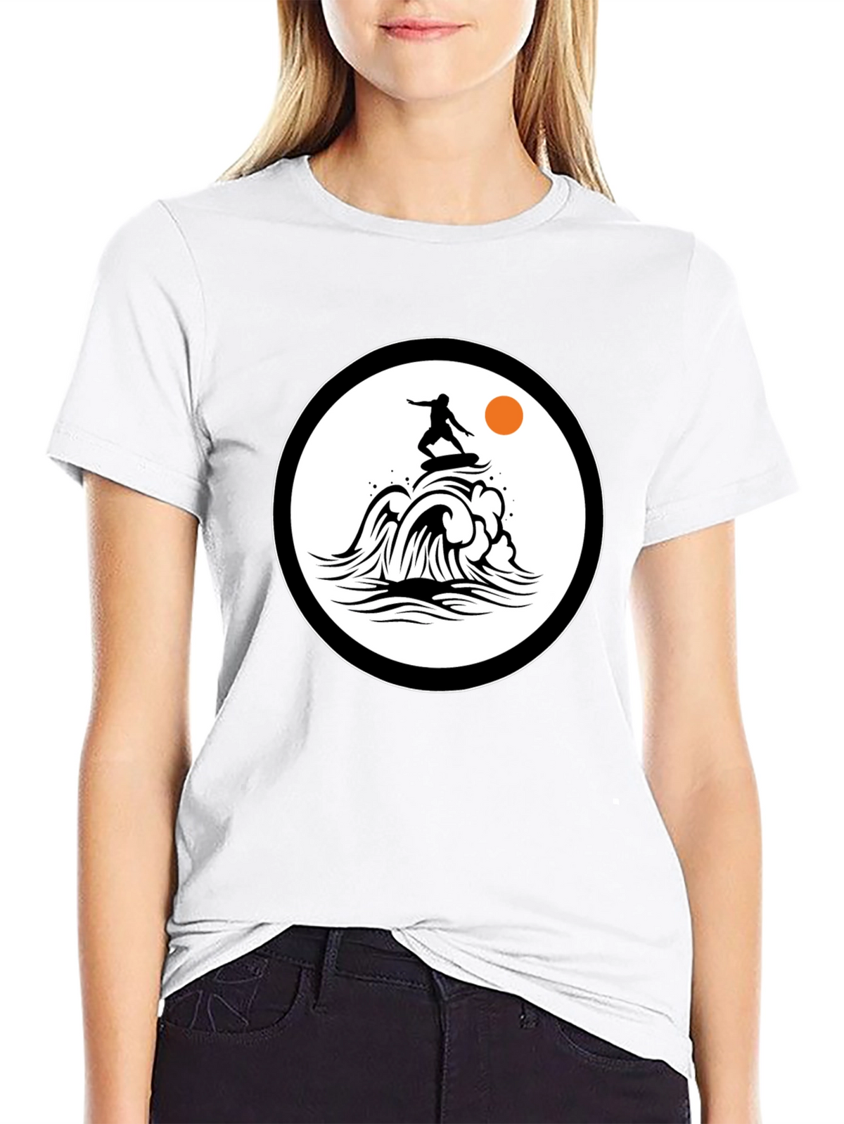 Surfer Wave Graphic Black T-Shirt