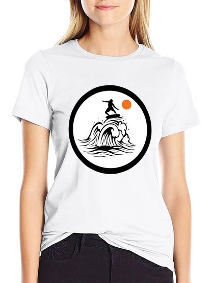 Surfer Wave Graphic Black T-Shirt