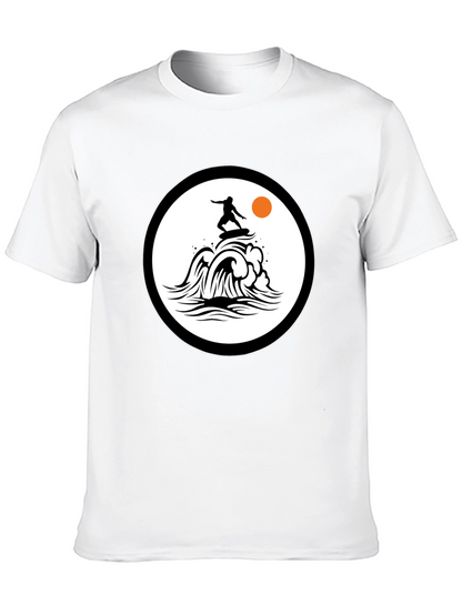 Surfer Wave Graphic Black T-Shirt