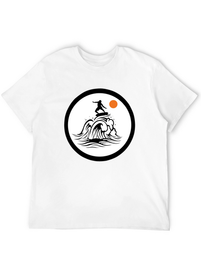 Surfer Wave Graphic Black T-Shirt