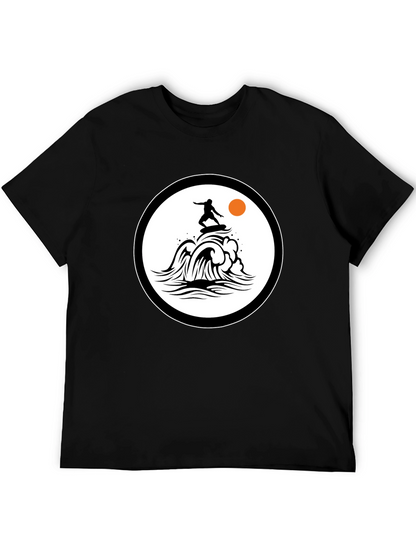 Surfer Wave Graphic Black T-Shirt