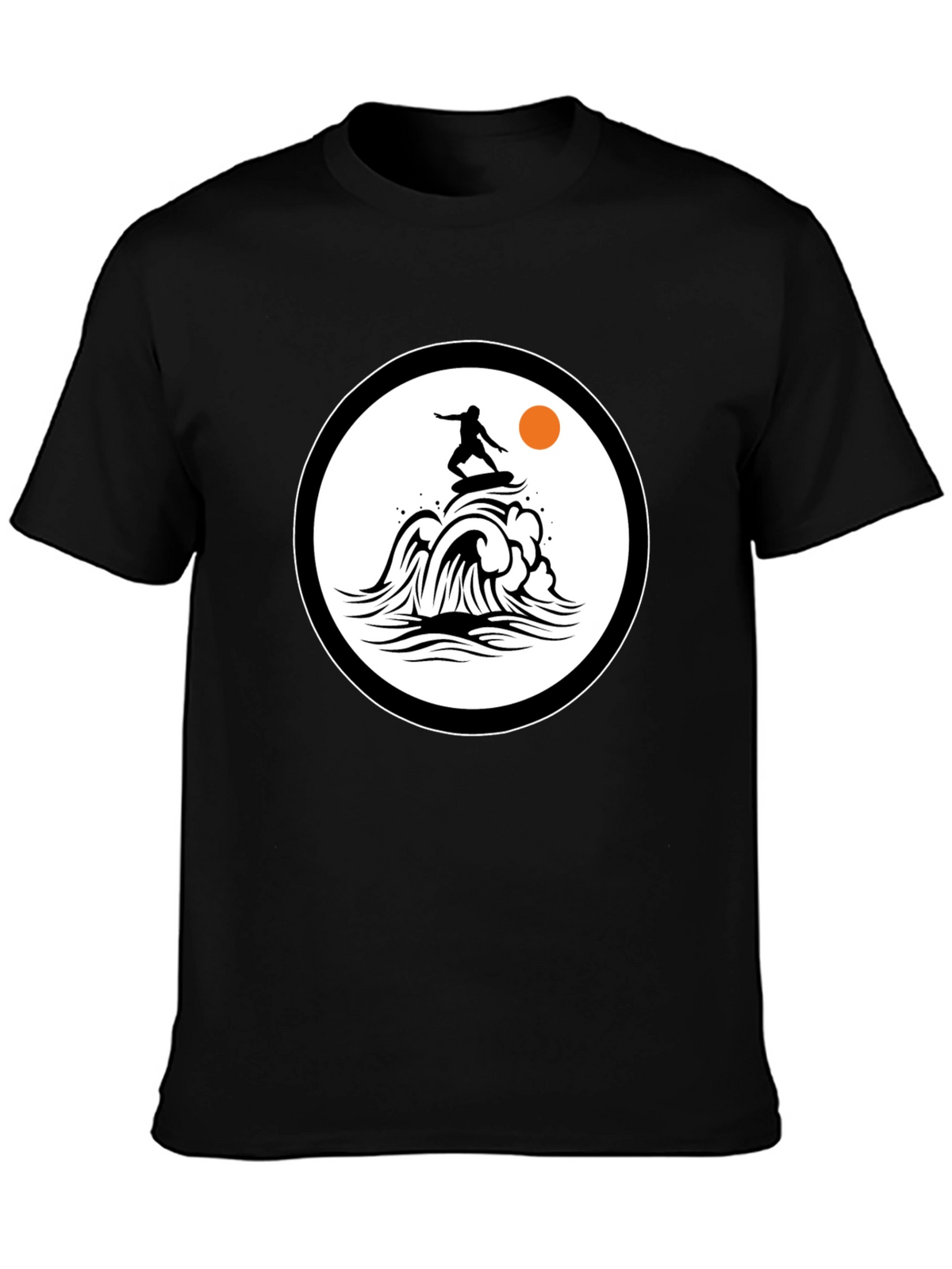 Surfer Wave Graphic Black T-Shirt