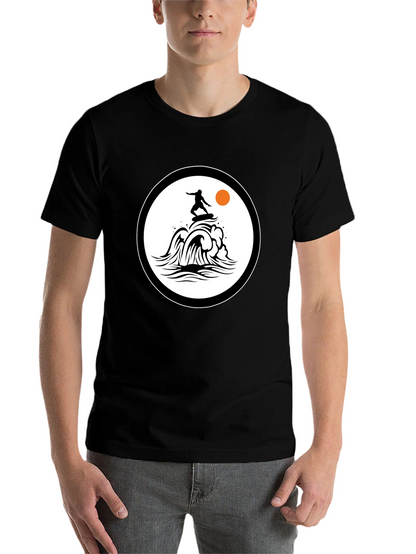 Surfer Wave Graphic Black T-Shirt