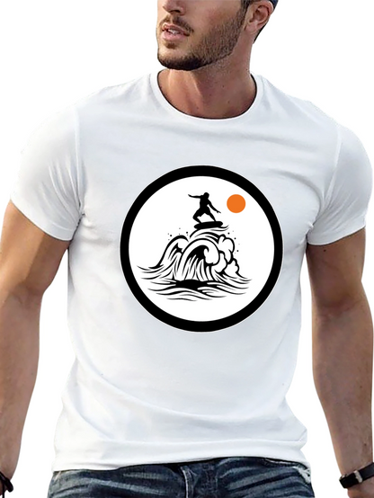 Surfer Wave Graphic Black T-Shirt