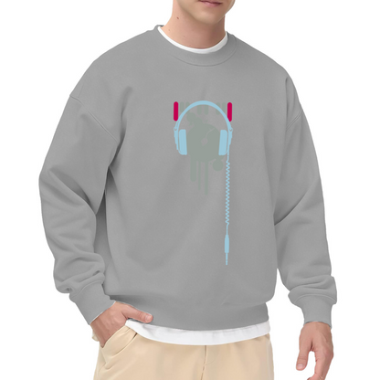 Vintage Retro Audio Headphones Vinyl Drip Crewneck Sweatshirt for Music Lovers