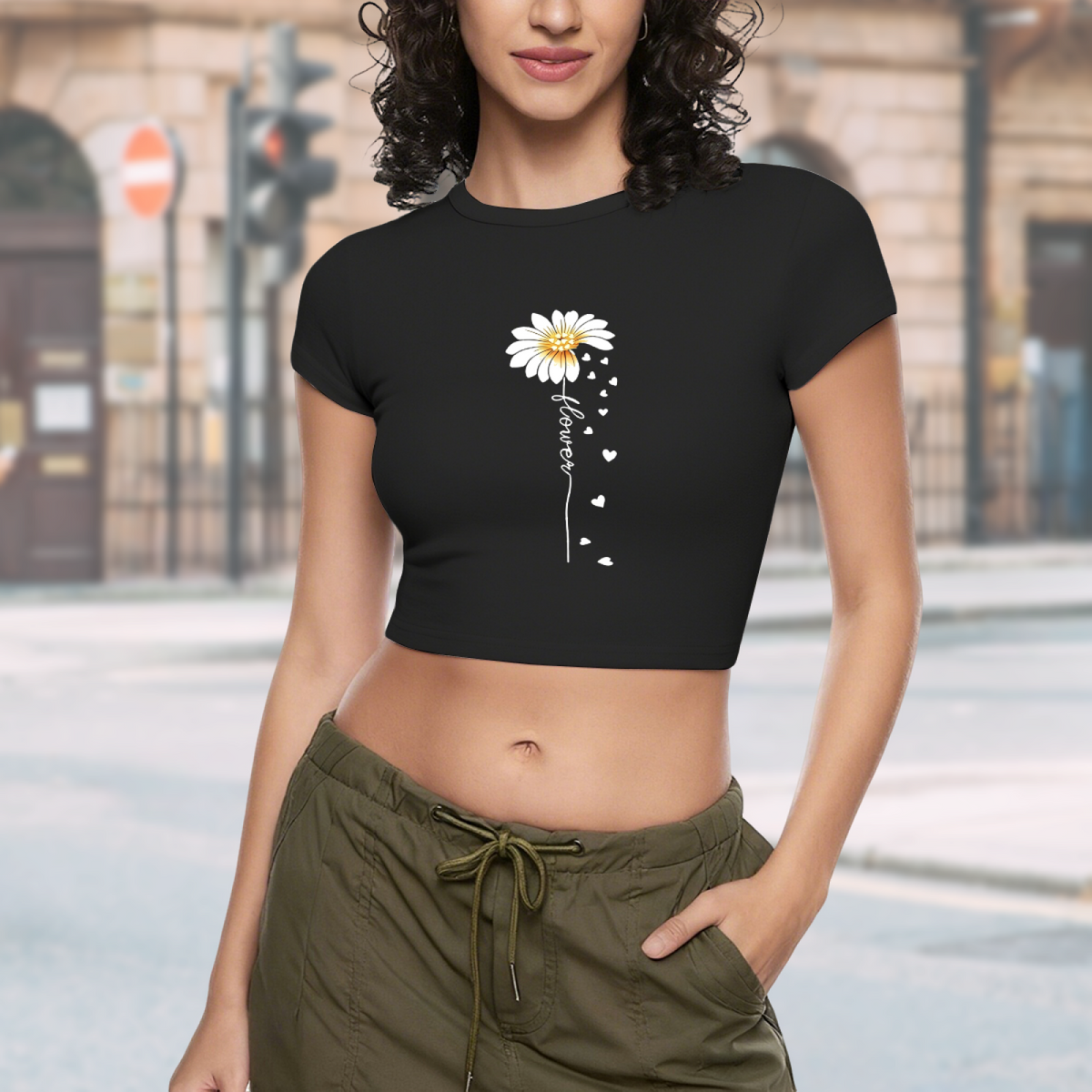 Girls Just Wanna Have Fun Neon Retro White Party Crop Top