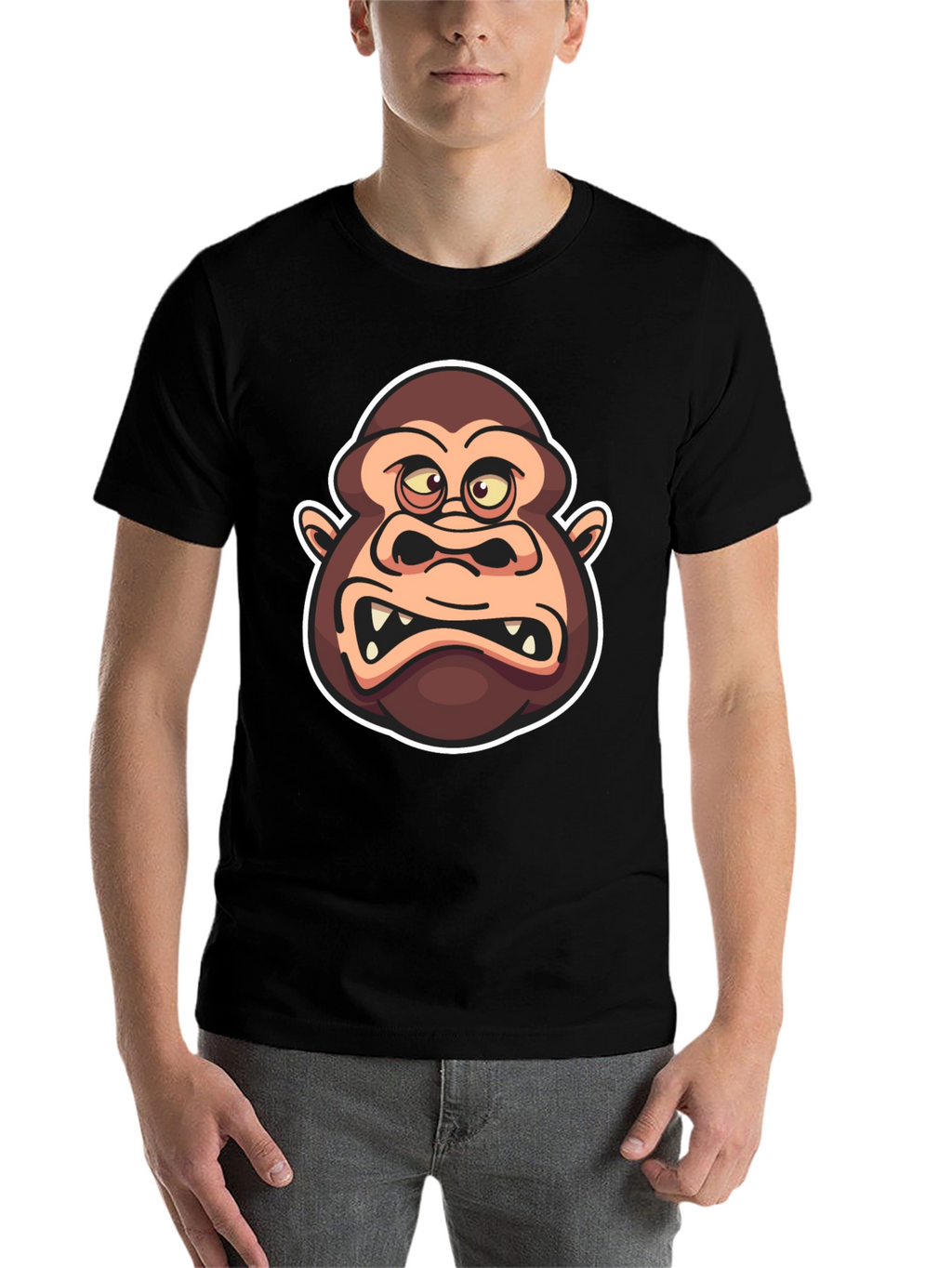 Cartoon Gorilla Graphic Black T-Shirt
