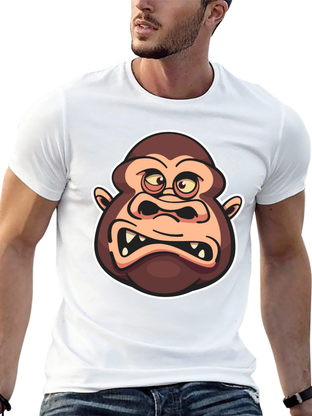 Cartoon Gorilla Graphic Black T-Shirt