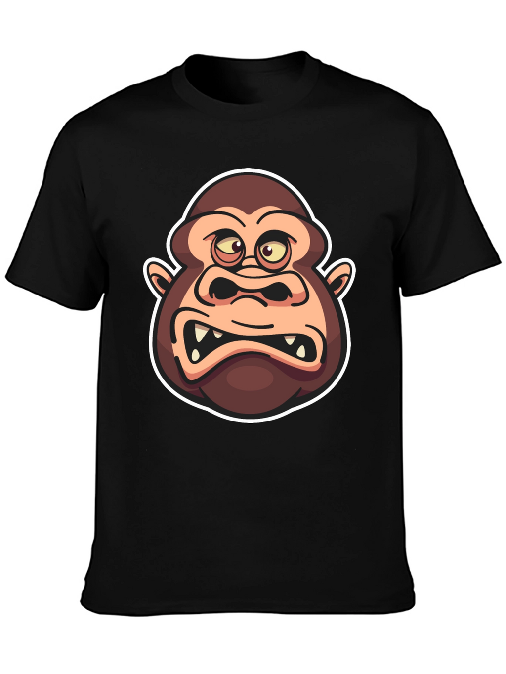 Cartoon Gorilla Graphic Black T-Shirt
