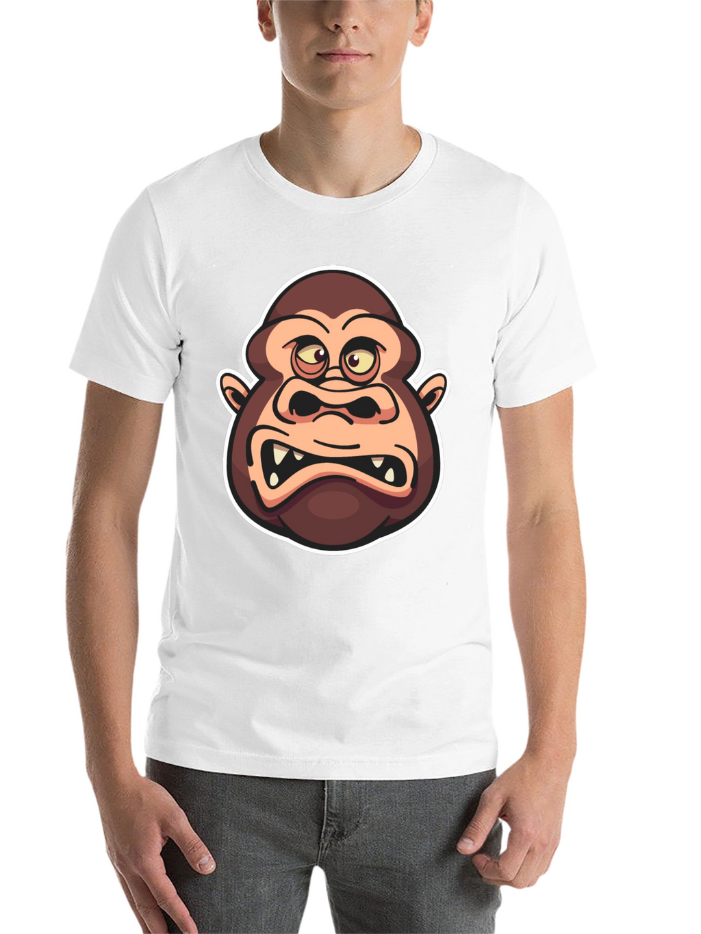 Cartoon Gorilla Graphic Black T-Shirt