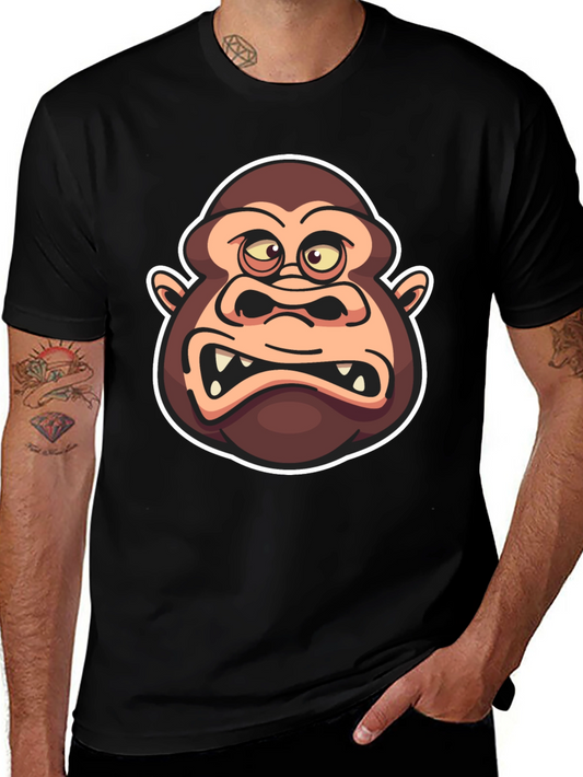 Cartoon Gorilla Graphic Black T-Shirt