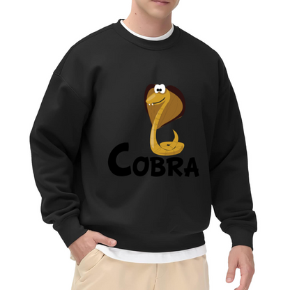 Cobra Friendly Cartoon Snake Crewneck Sweatshirt | Funny Reptile Mascot Graphic Pullover, Snake Lover Gift Top