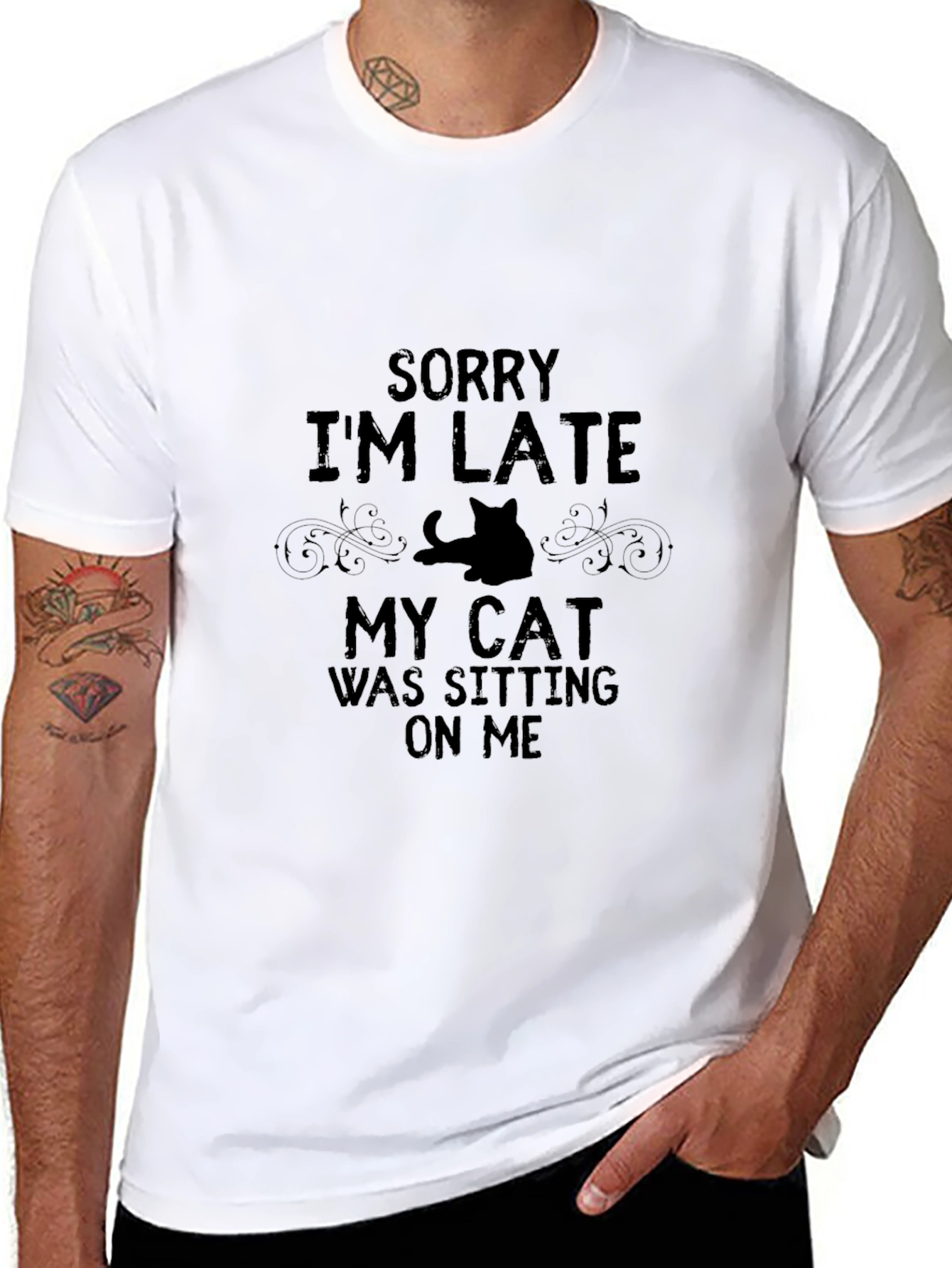 Funny Cat Lover T-Shirt: Sorry Im Late!