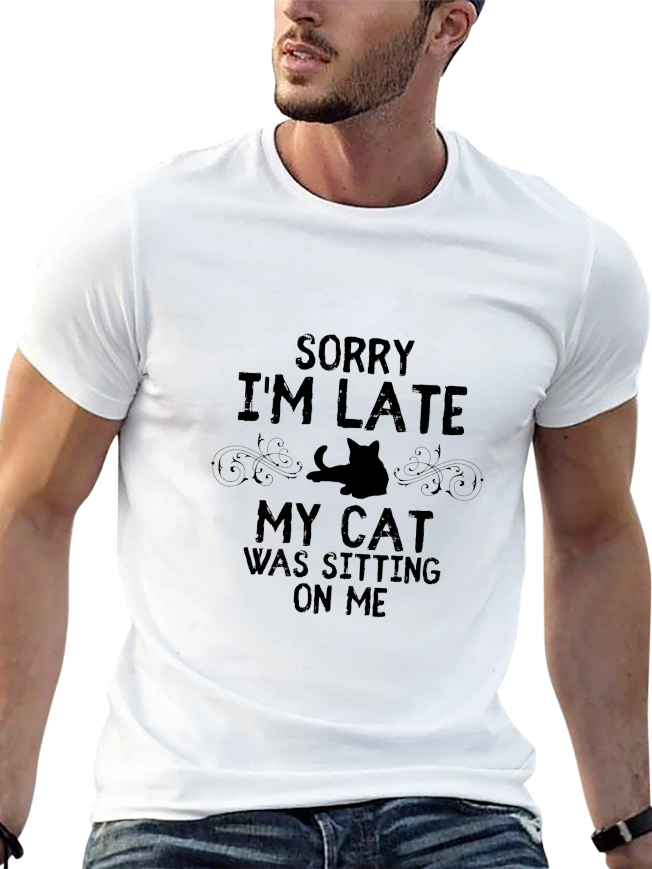 Funny Cat Lover T-Shirt: Sorry Im Late!