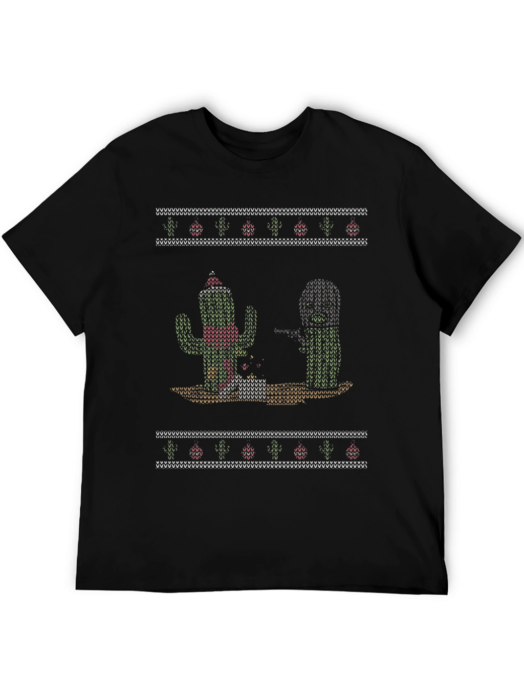 Cactus Christmas Pattern T-Shirt