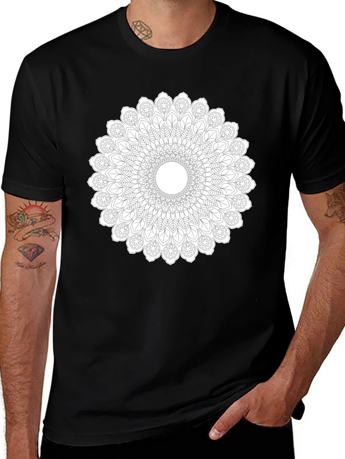 Mandala Graphic Print Black T-Shirt