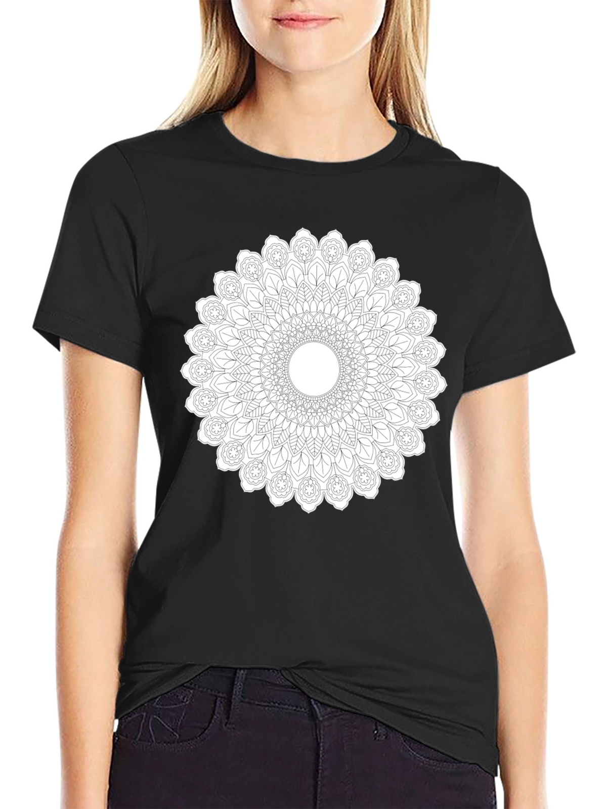 Mandala Graphic Print Black T-Shirt
