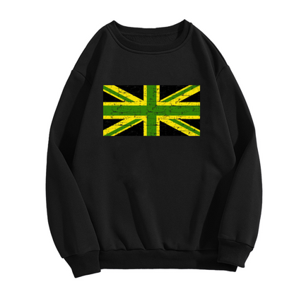 Distressed Union Jack Flag Crewneck Sweatshirt - Vintage British Pride Pullover, UK London Graphic, Cool Britannia Top