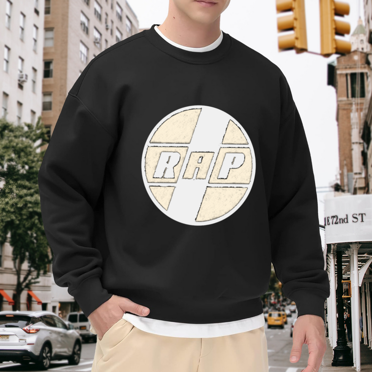 RAP Vintage Segmented Circle Crewneck Sweatshirt | Classic Hip Hop Distressed Pullover, Rap Fan Gift