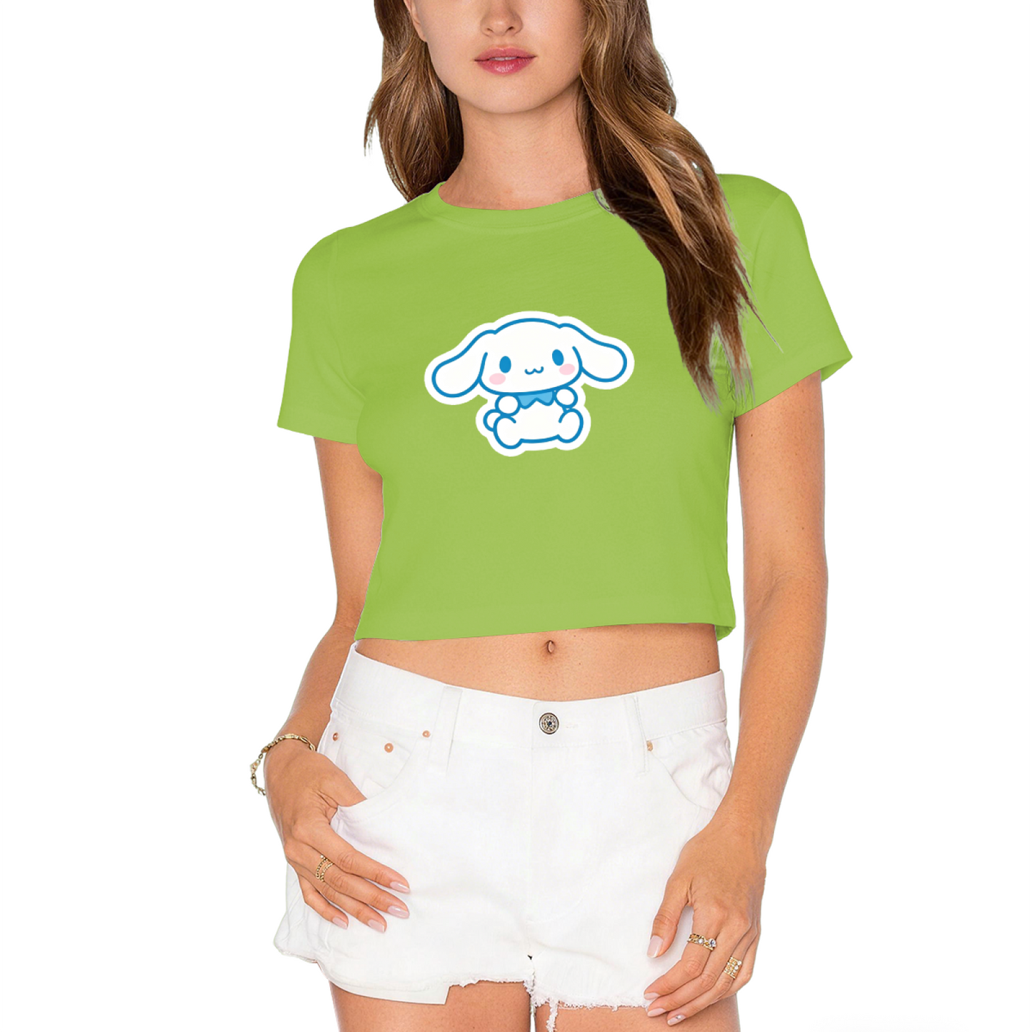 Lovely Sitting Cinnamoroll Kawaii Red Cropped T?Shirt