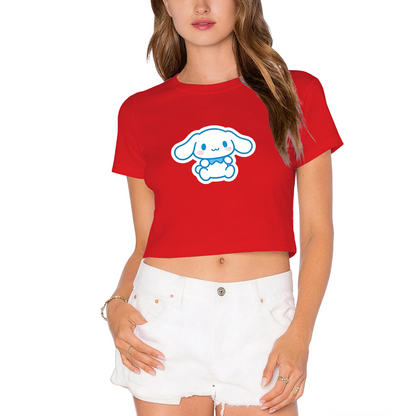 Lovely Sitting Cinnamoroll Kawaii Red Cropped T?Shirt