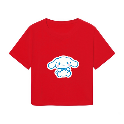 Lovely Sitting Cinnamoroll Kawaii Red Cropped T?Shirt