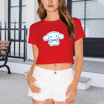 Lovely Sitting Cinnamoroll Kawaii Red Cropped T?Shirt