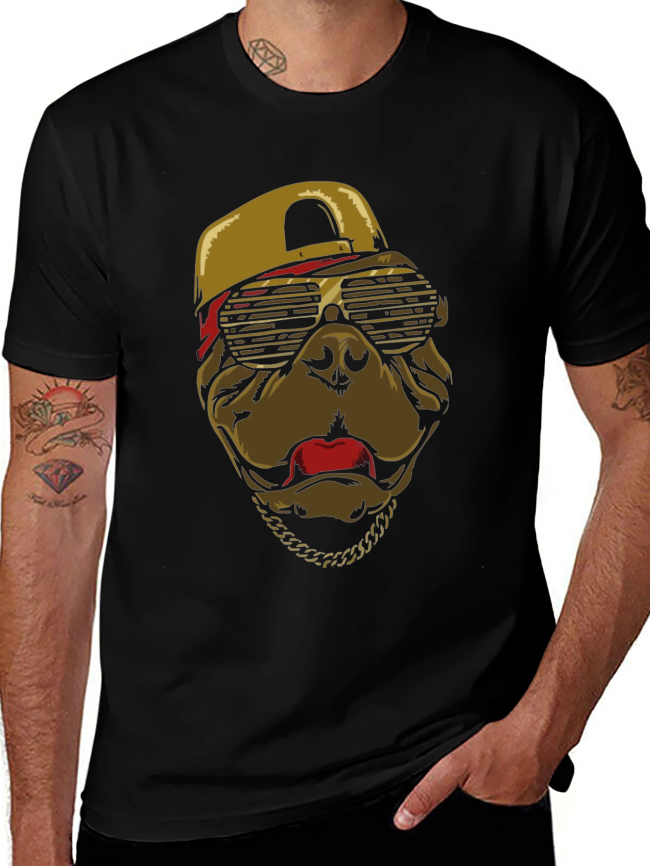 Cool Dog T-Shirt with Cap & Chain