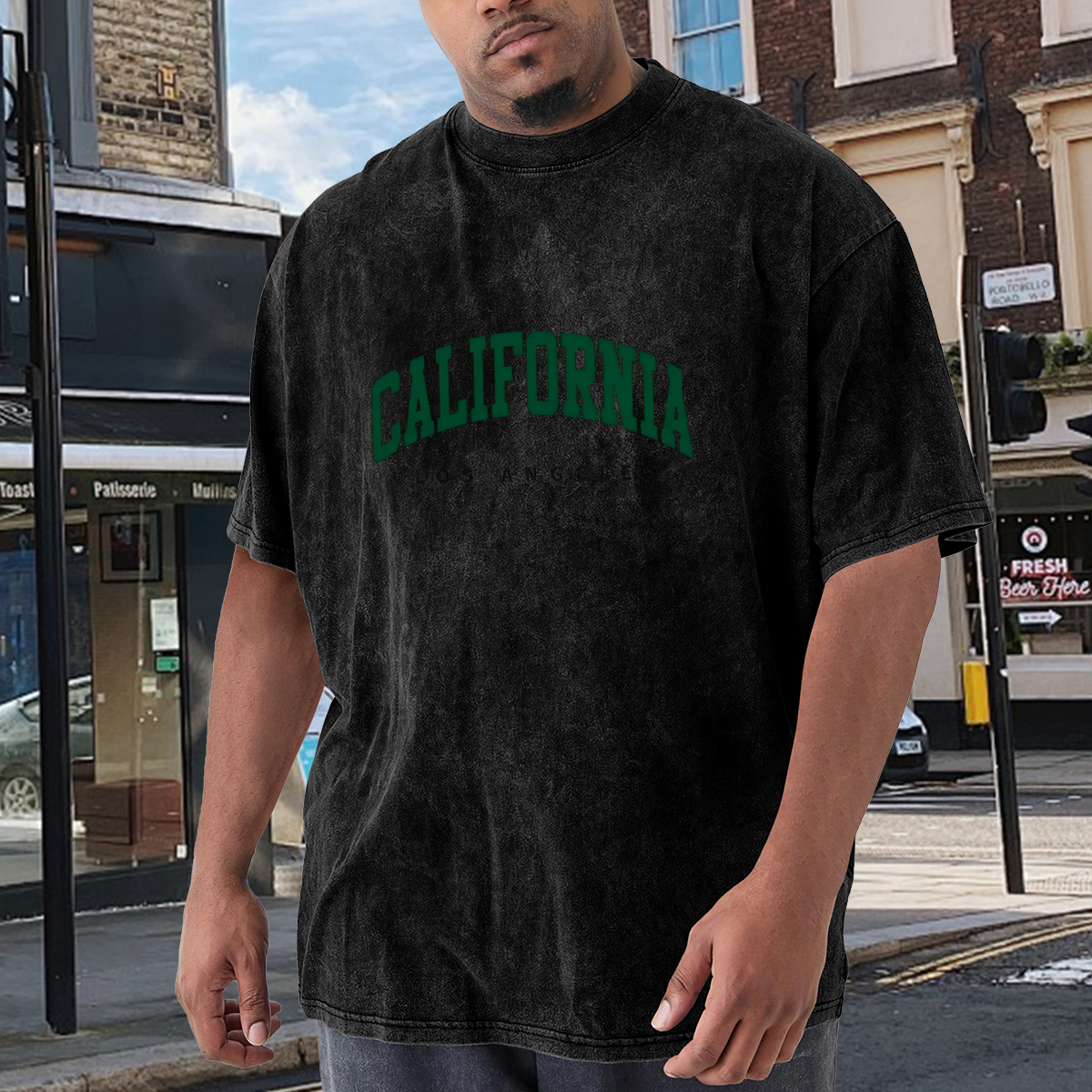 California Los Angeles Green Arch Text