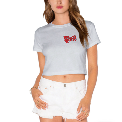 Retro Text Graphic Black Cropped T?Shirt