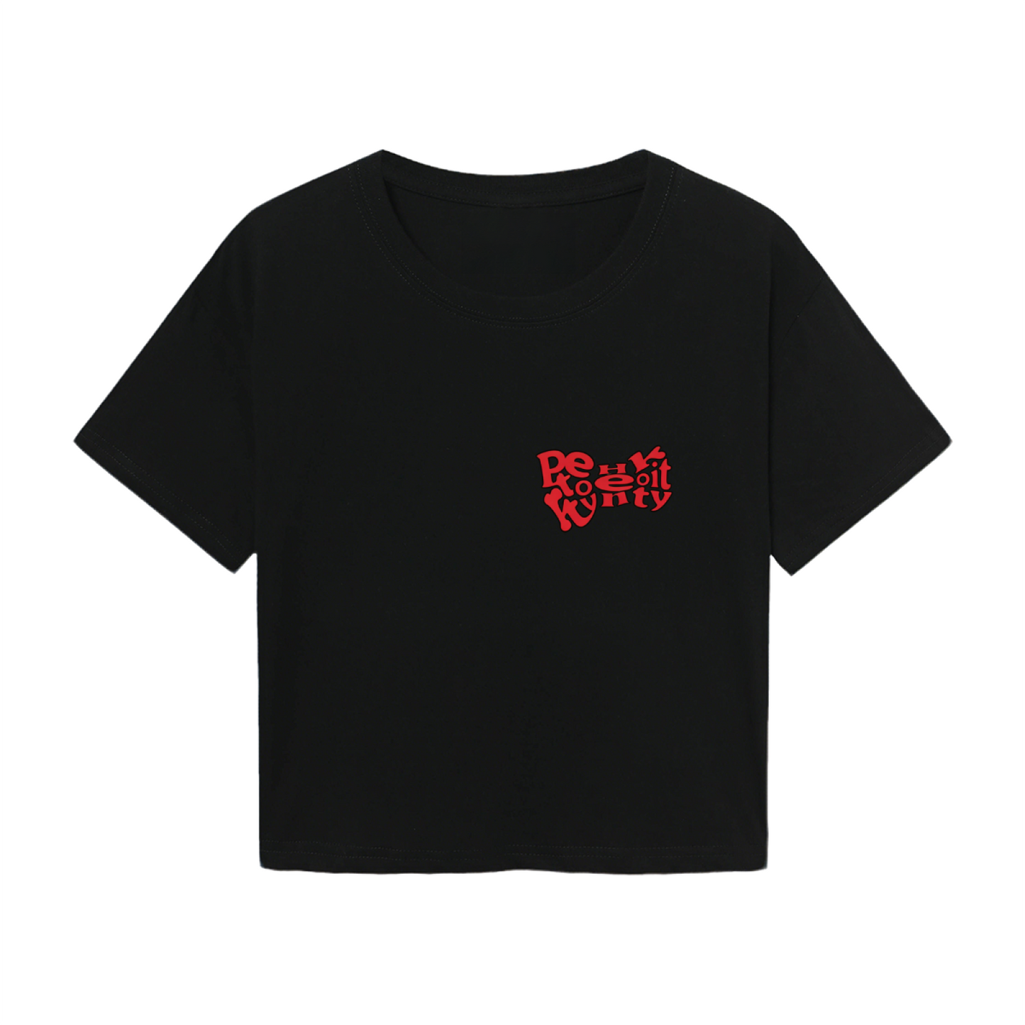 Retro Text Graphic Black Cropped T?Shirt