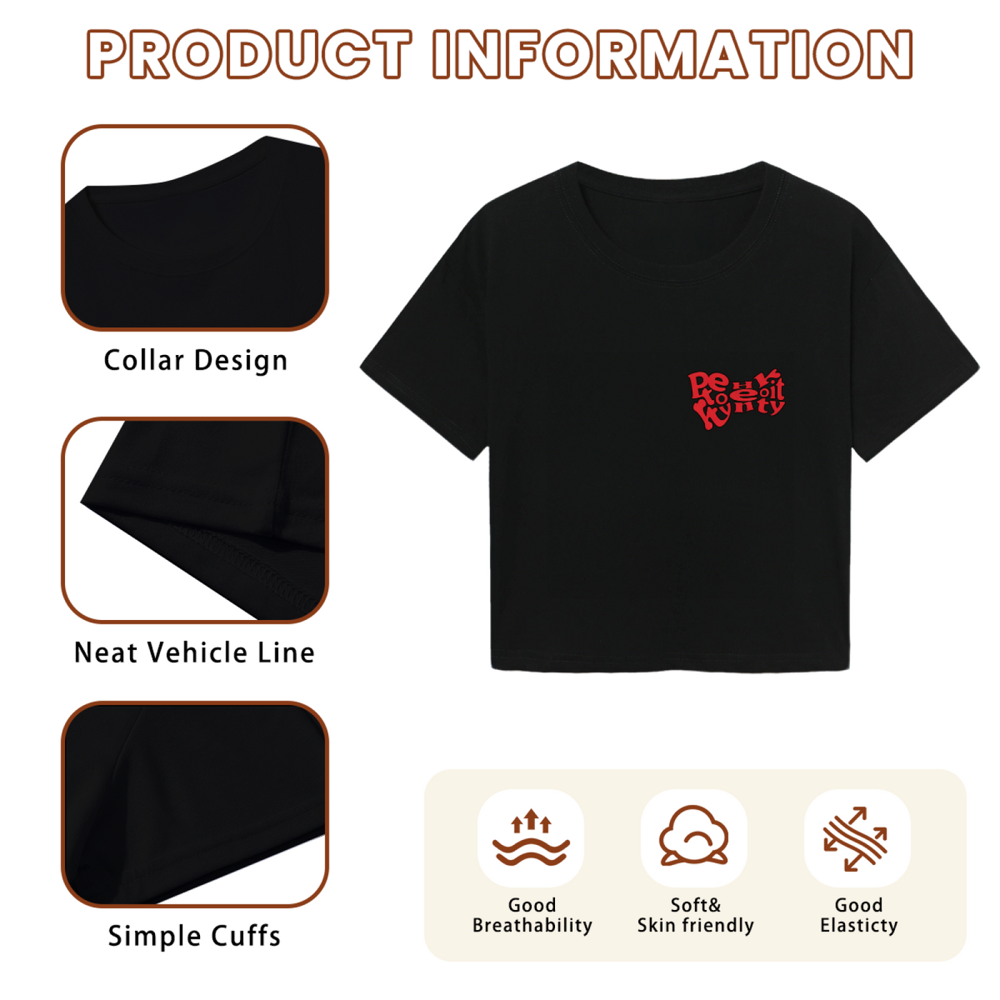 Retro Text Graphic Black Cropped T?Shirt