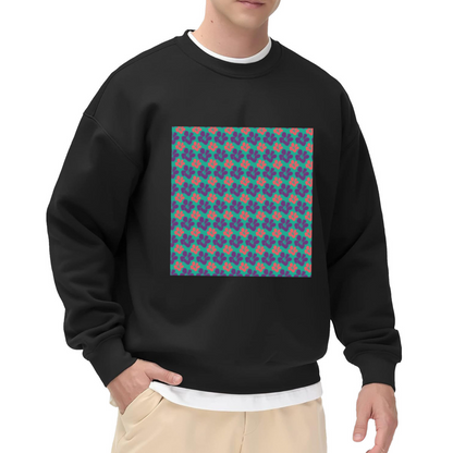 Cute Bunny Hearts Pattern Crewneck Sweatshirt - Playful Rabbit Print Pullover, Kawaii Animal Graphic, Spring Easter Top