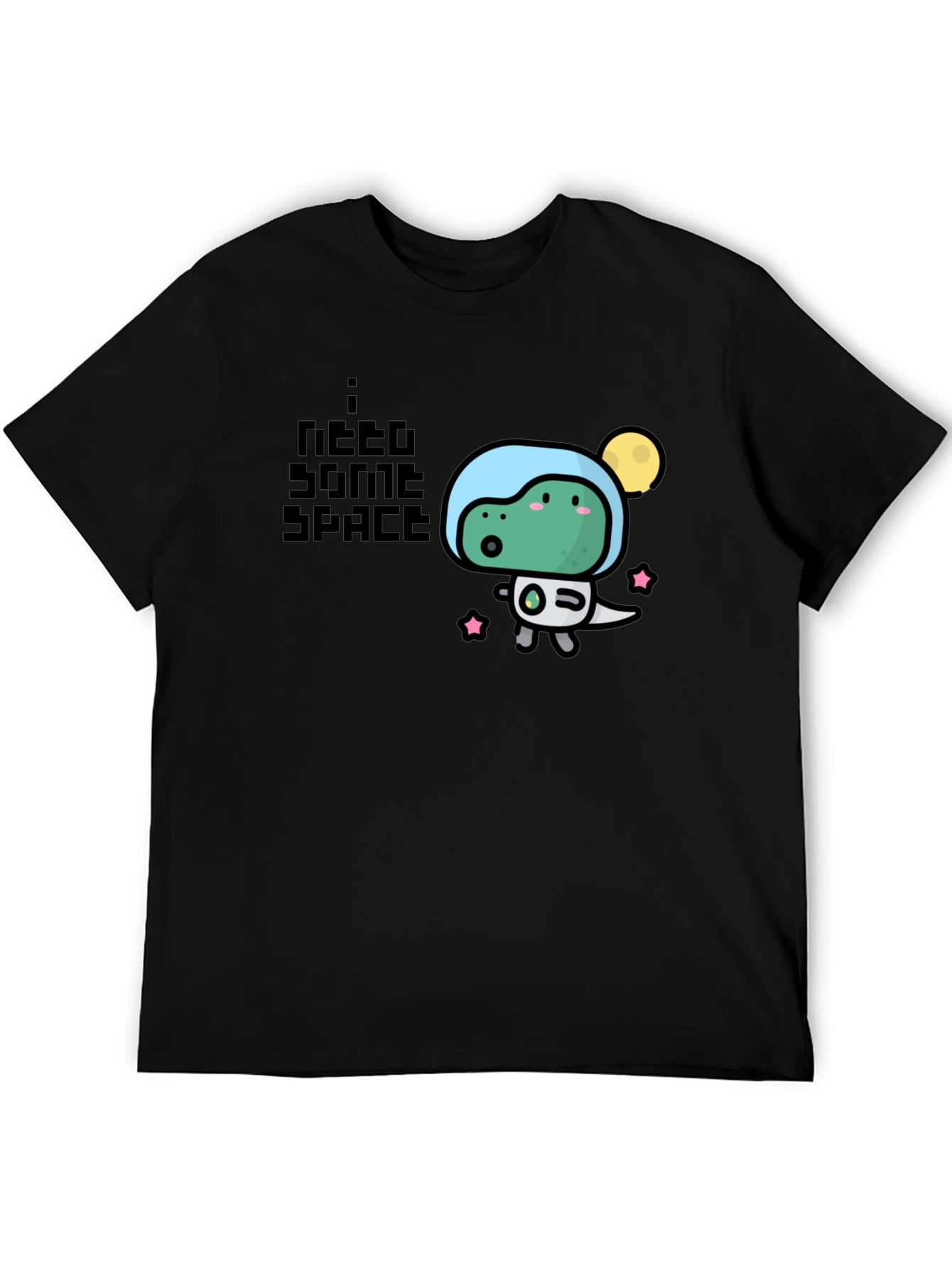 I Need Some Space Black T-Shirt - Cute Dino Design