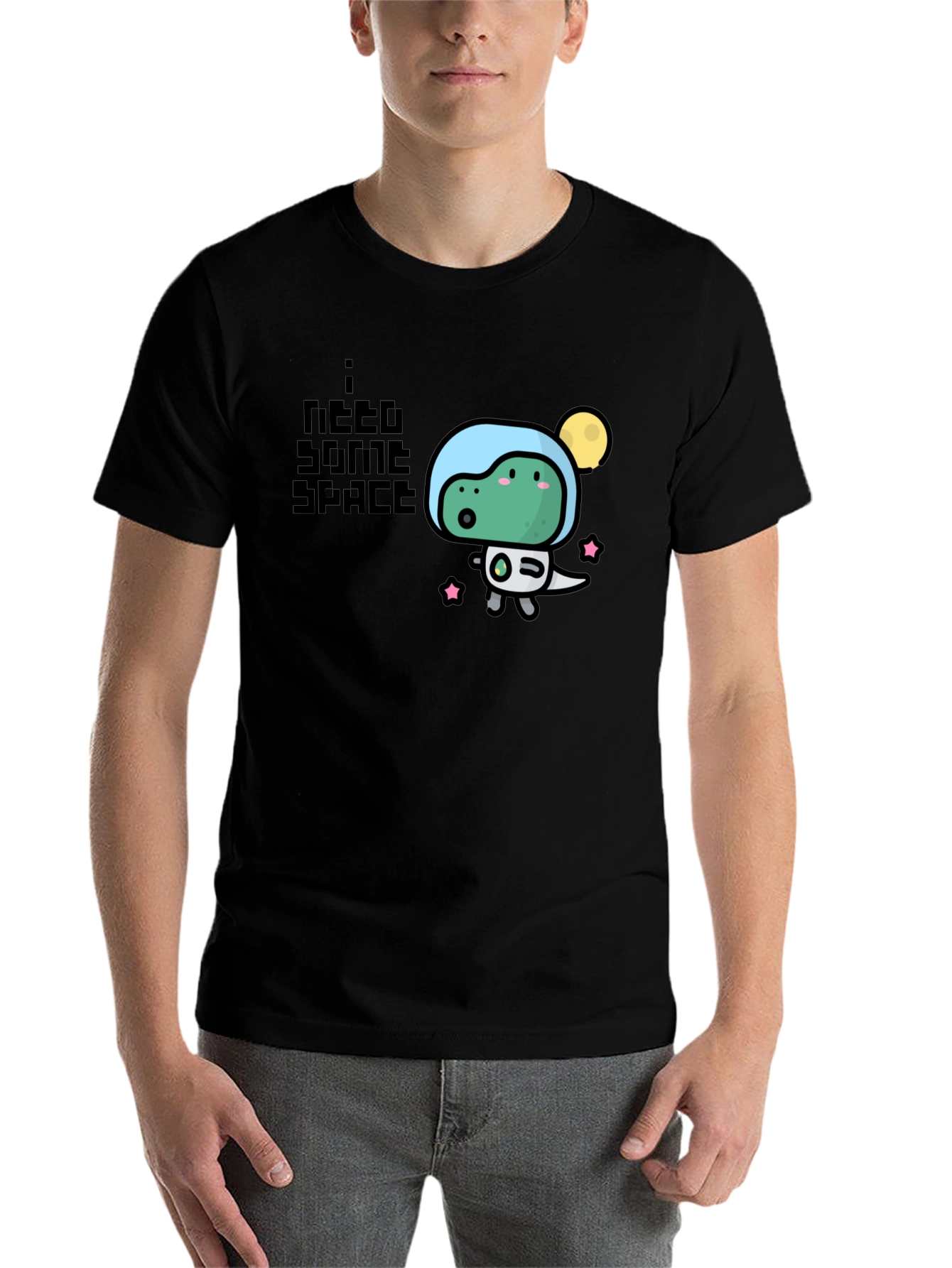 I Need Some Space Black T-Shirt - Cute Dino Design