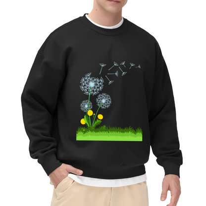 Dandelion Blowing Seeds Crewneck Sweatshirt, Whimsical Garden Floral Pullover, Nature Lover Gift