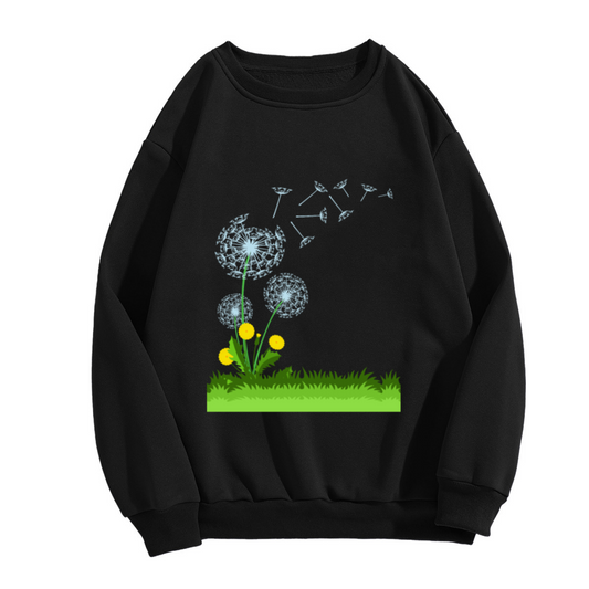 Dandelion Blowing Seeds Crewneck Sweatshirt, Whimsical Garden Floral Pullover, Nature Lover Gift