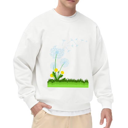 Dandelion Blowing Seeds Crewneck Sweatshirt, Whimsical Garden Floral Pullover, Nature Lover Gift
