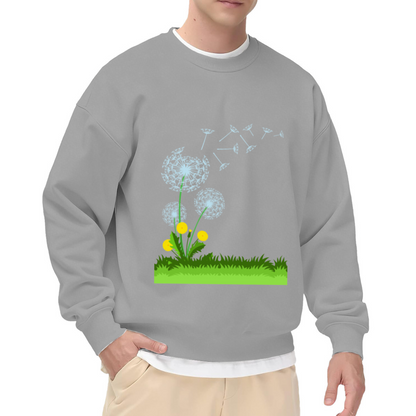 Dandelion Blowing Seeds Crewneck Sweatshirt, Whimsical Garden Floral Pullover, Nature Lover Gift