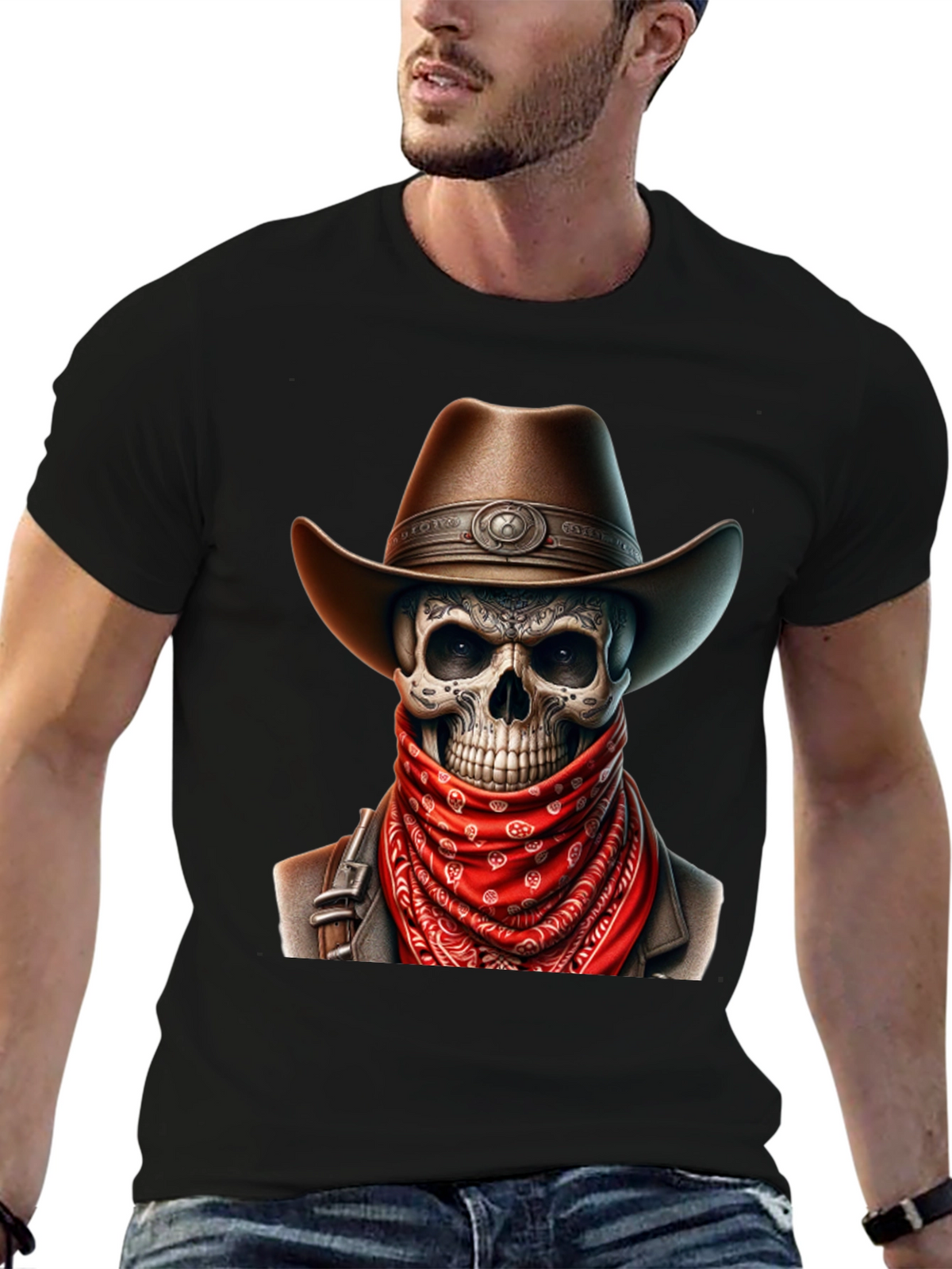 Cowboy Skull Graphic Tee - Black