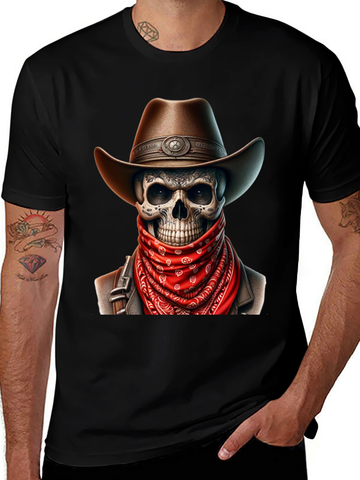 Cowboy Skull Graphic Tee - Black