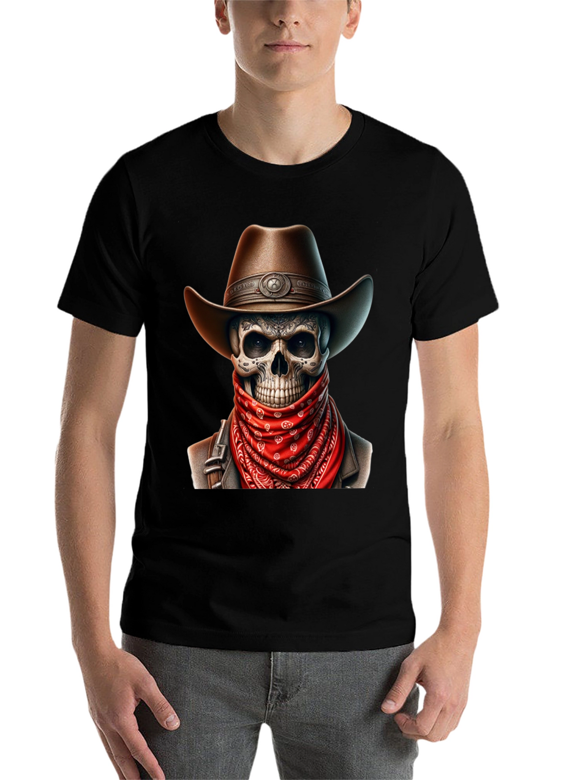 Cowboy Skull Graphic Tee - Black