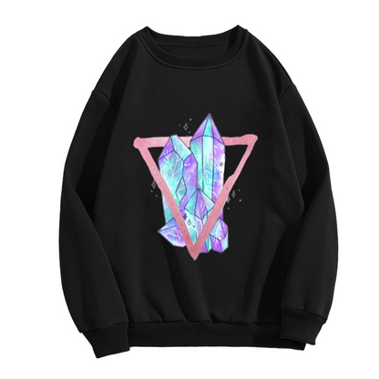 Crystal Cluster Design Crewneck Sweatshirt - Watercolor Geometric Aesthetic Top