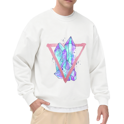 Crystal Cluster Design Crewneck Sweatshirt - Watercolor Geometric Aesthetic Top
