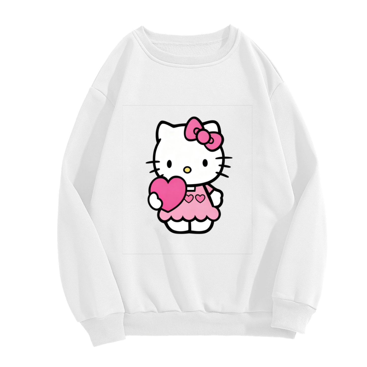 Lovely Heart?Hugging Hello Kitty Girly Crewneck Sweatshirt