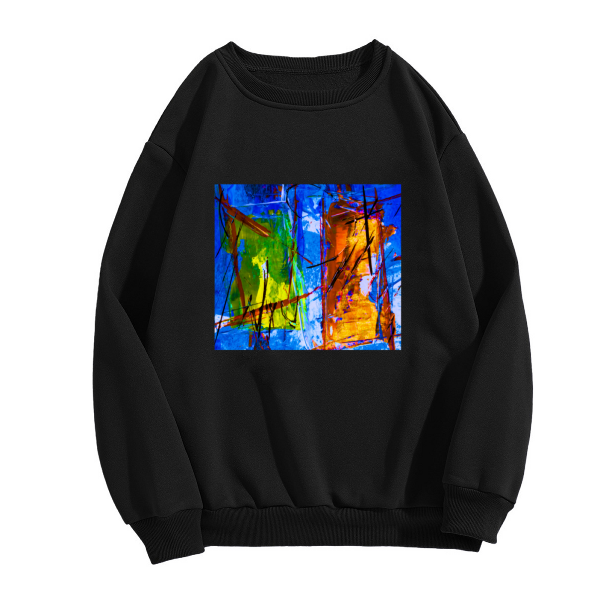 Abstract Color Block Art Sweatshirt | Modern Abstract Expressionist Graphic Crewneck, Artistic Print Pullover Top, Art Lover Gift for Women Men