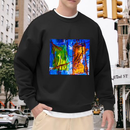 Abstract Color Block Art Sweatshirt | Modern Abstract Expressionist Graphic Crewneck, Artistic Print Pullover Top, Art Lover Gift for Women Men